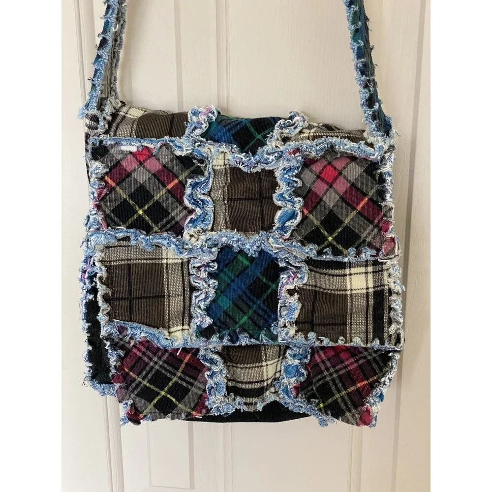 Boho Crossbody Shoulder Bag Purse Colorful Patchwork Green Blue Black - Picture 11 of 14